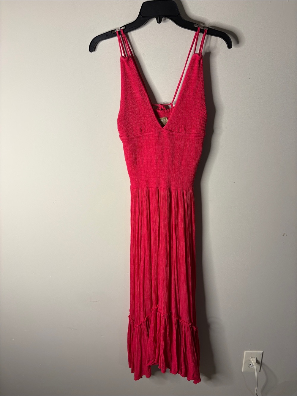 Free People Hot Pink V-Neck Maxi Dress